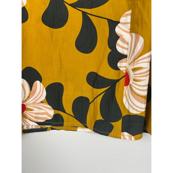 Eva Franco Ikebana Mustard Floral Blouse Size 6 Flutter Sleeve Top Anthropologie - Picture 2 of 6
